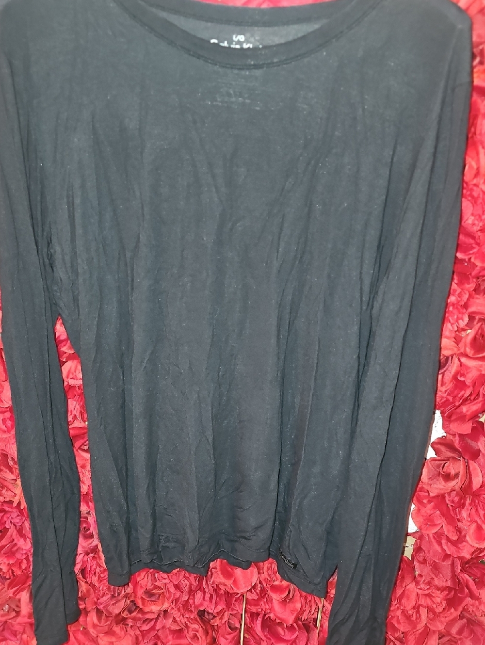 Calvin Klein Black Crew Neck Soft Lpng Sleeve Tee Size Large